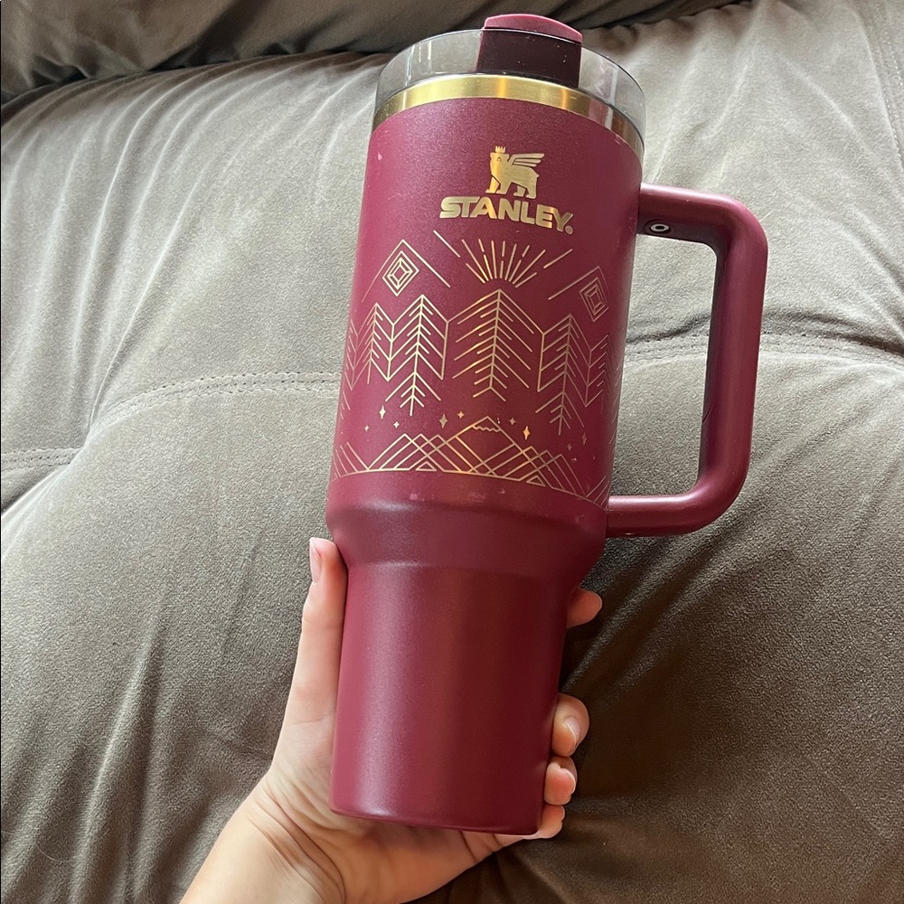 Stanley cranberry winterscape Travel Mug with Gold Accents